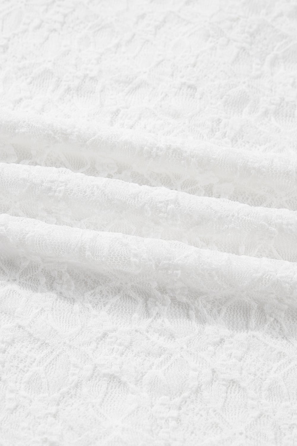 White Sheer Lace Long Sleeve Slim Henley Top