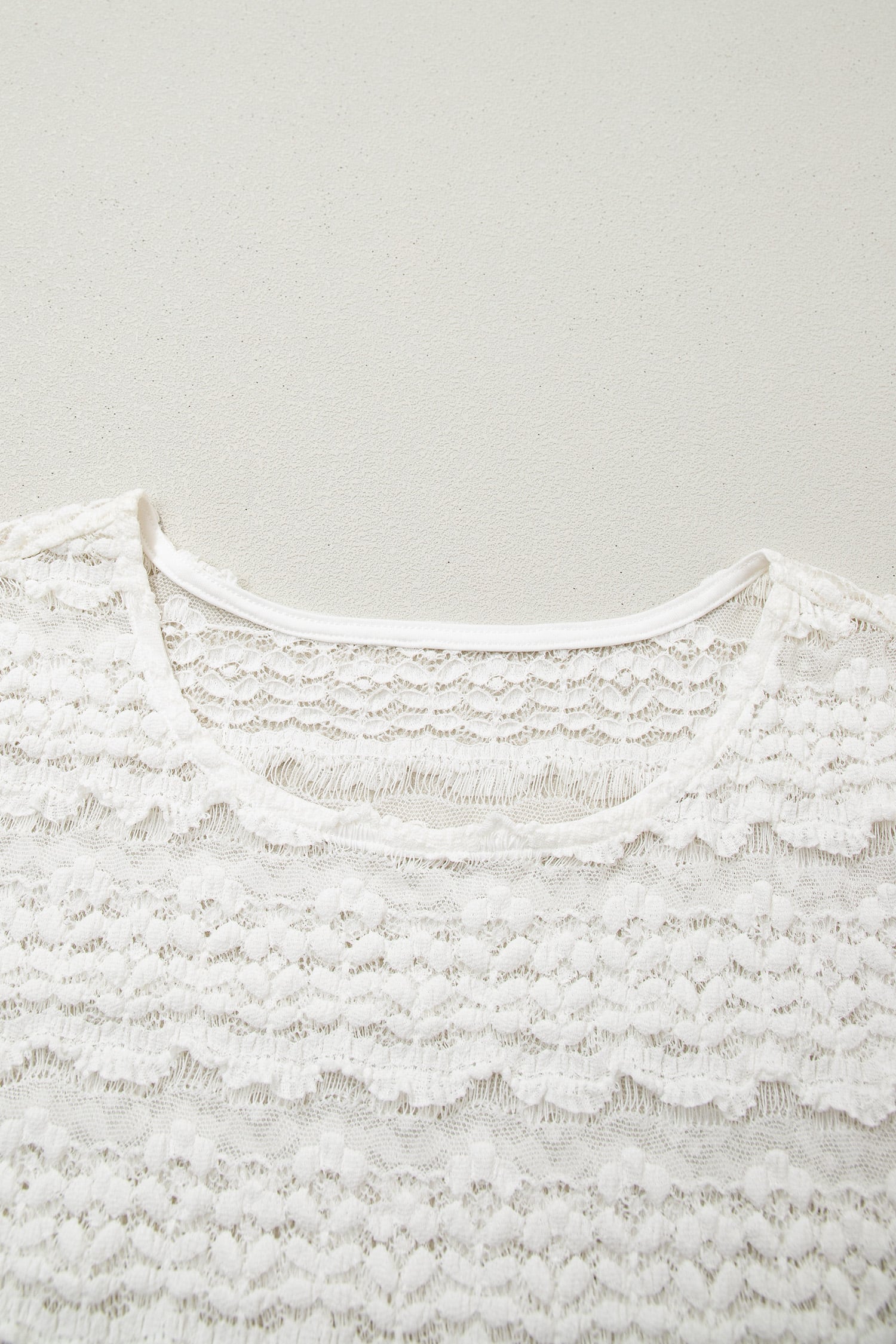 White Sheer Lace Short Sleeve Top