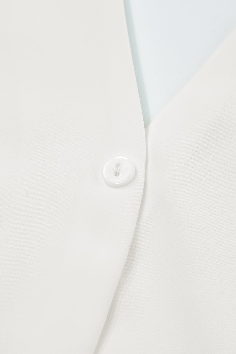 White Silky Notched Neckline Petal Sleeve Blouse