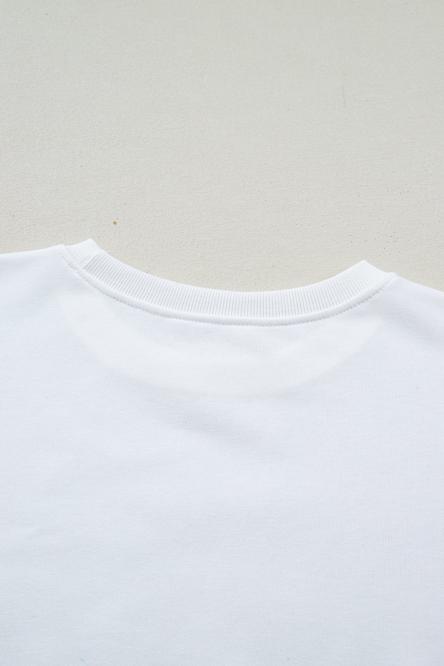 White Solid Color Dropped Shoulder Long Sleeve Top