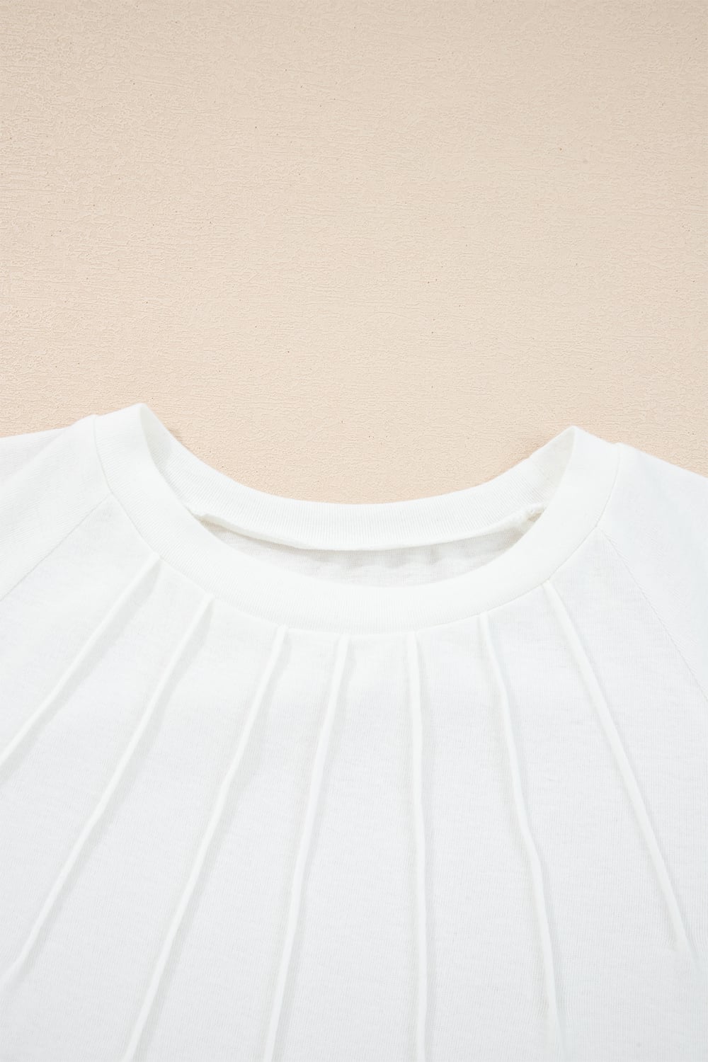 White Solid Color Seam Detail Raglan Long Sleeve Top