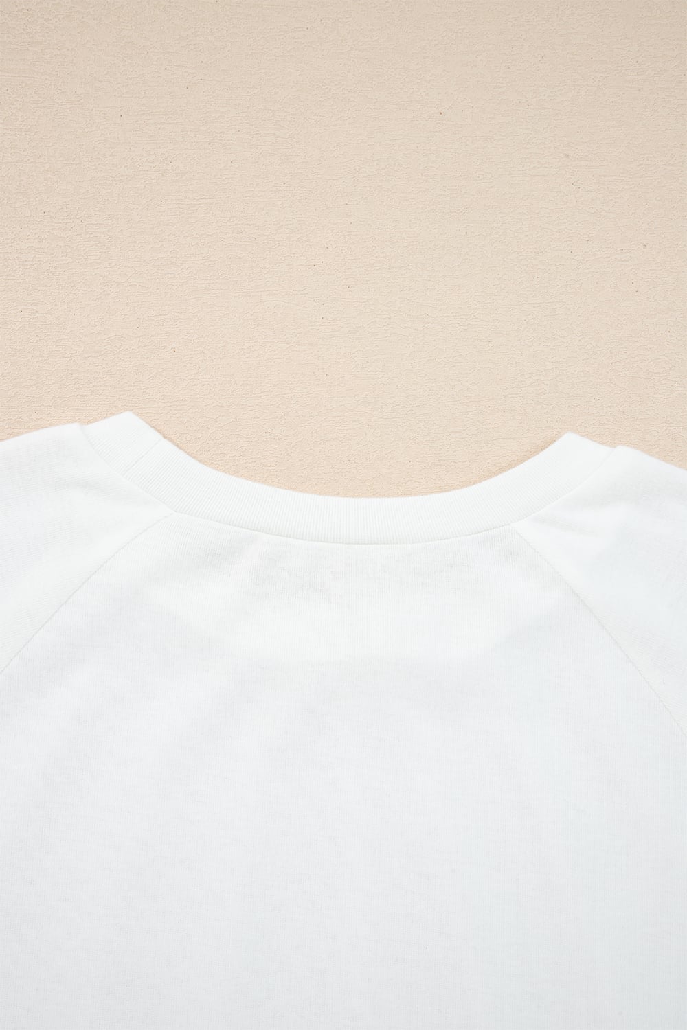 White Solid Color Seam Detail Raglan Long Sleeve Top