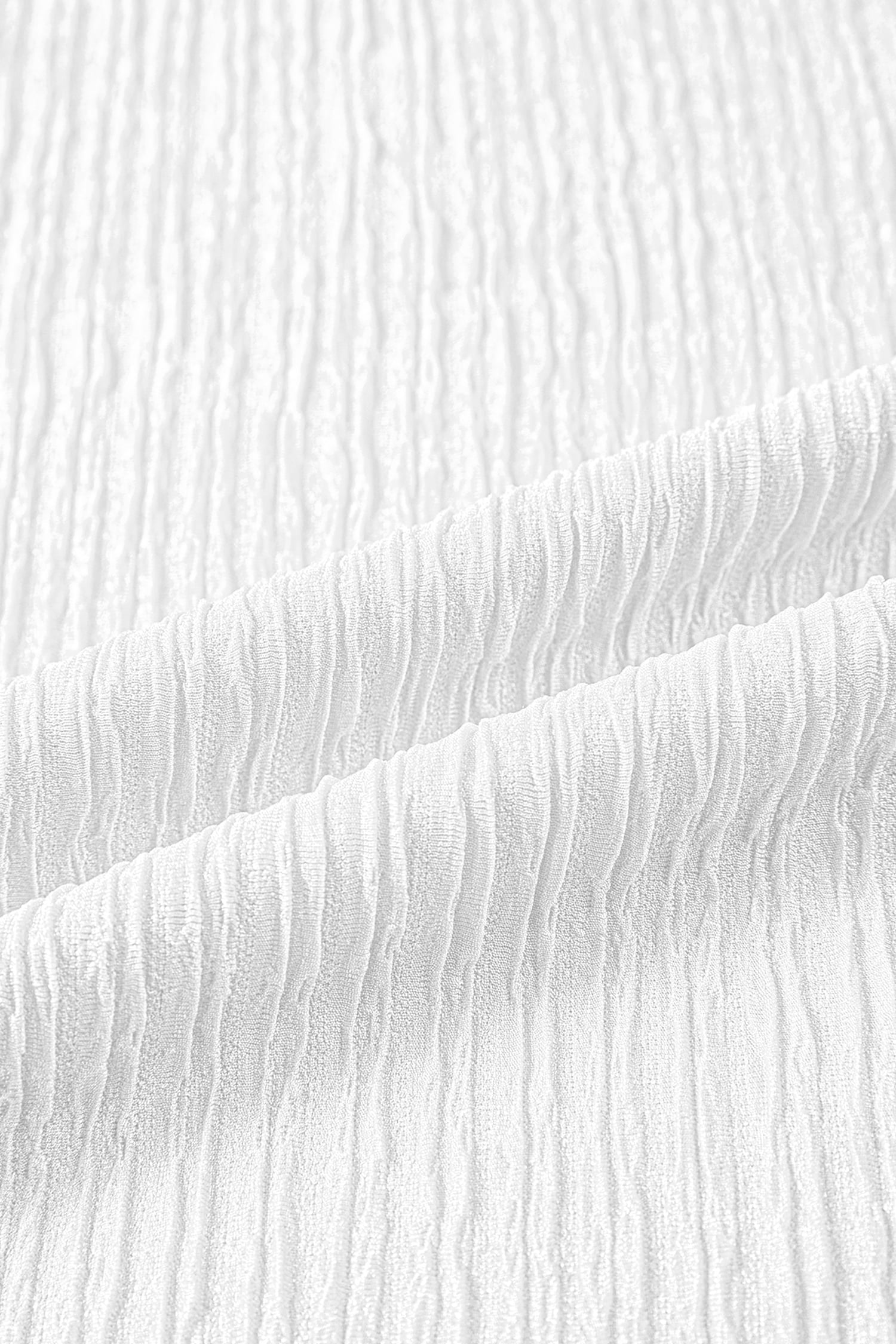 White Solid Color Textured Ruffle Trim Short Sleeve Blouse