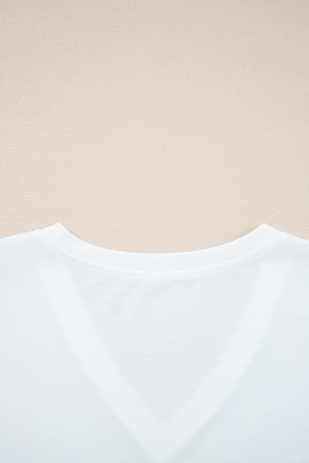 White Solid Color V Neck Long Sleeve Stretchy Top