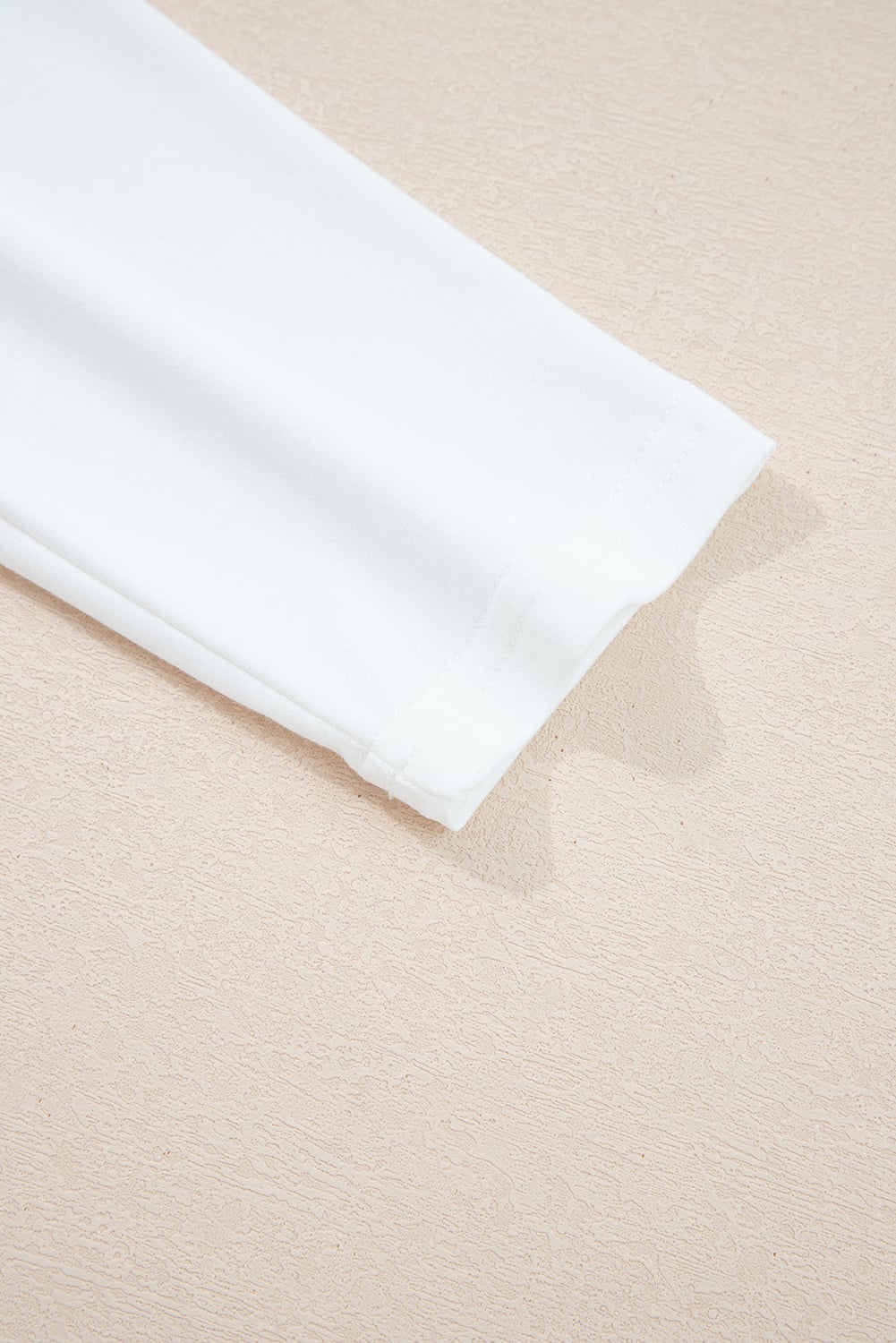 White Solid Color V Neck Long Sleeve Stretchy Top