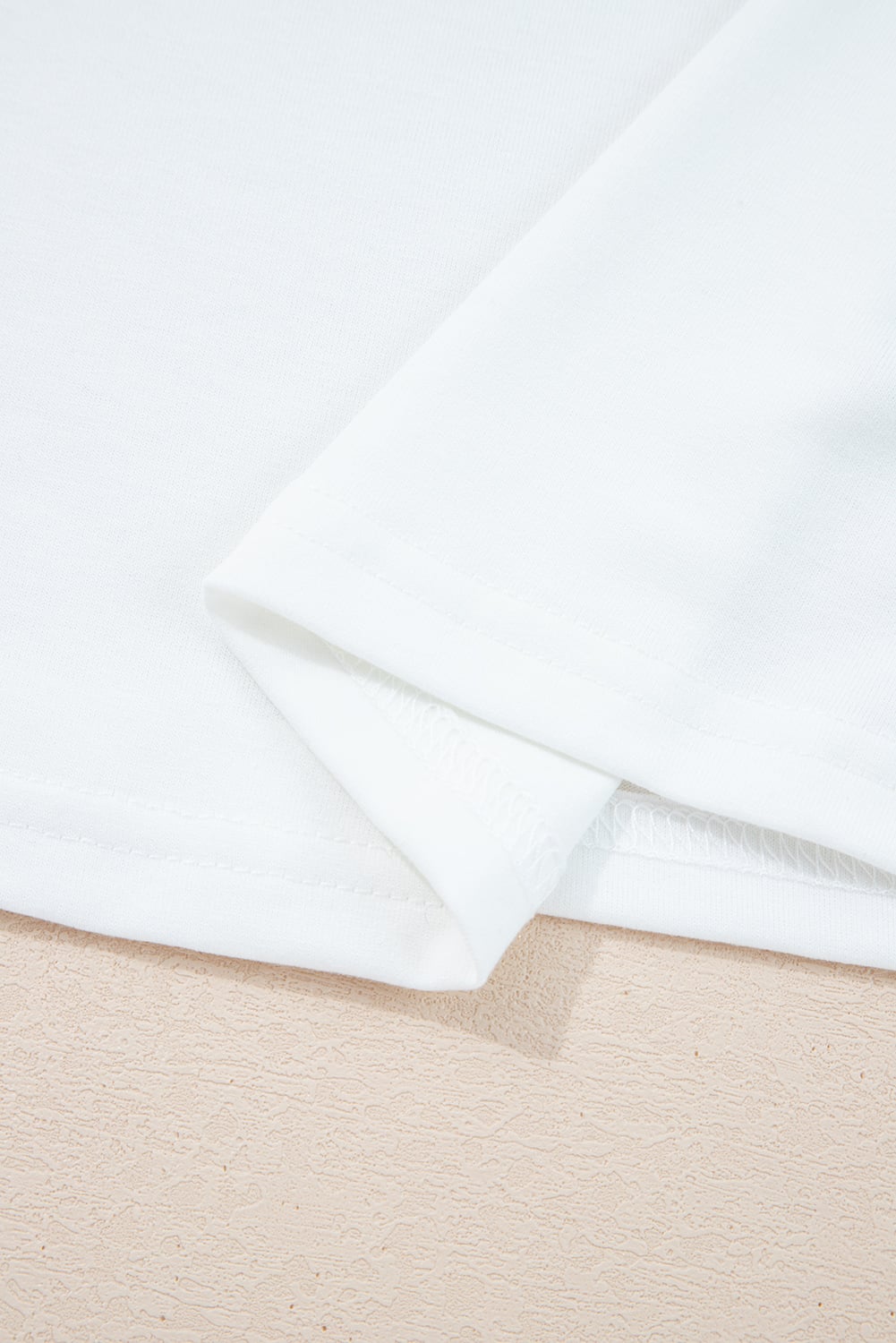 White Solid Color V Neck Long Sleeve Stretchy Top