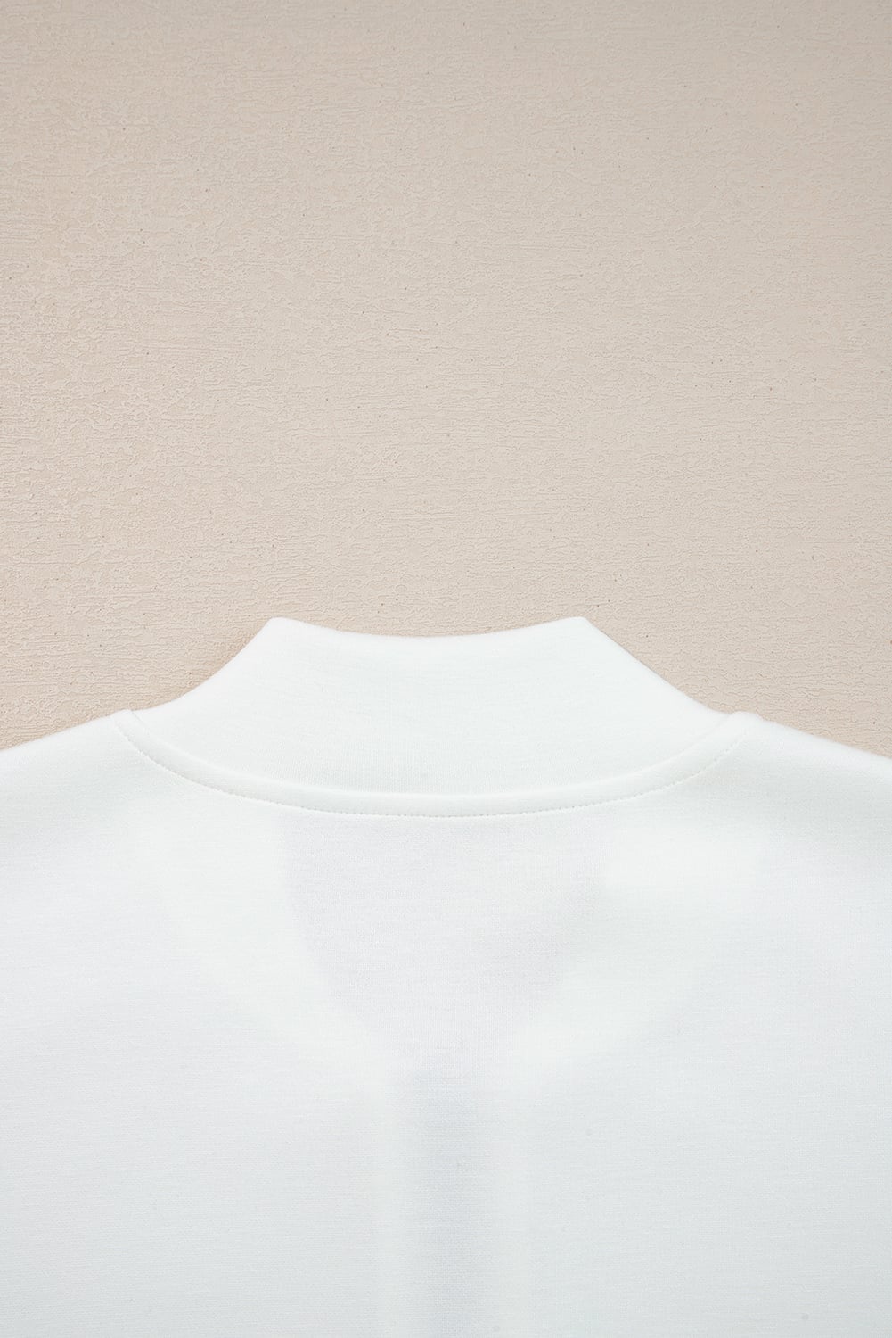 White Solid Color Zip Up Knit Puff Sleeve Jacket