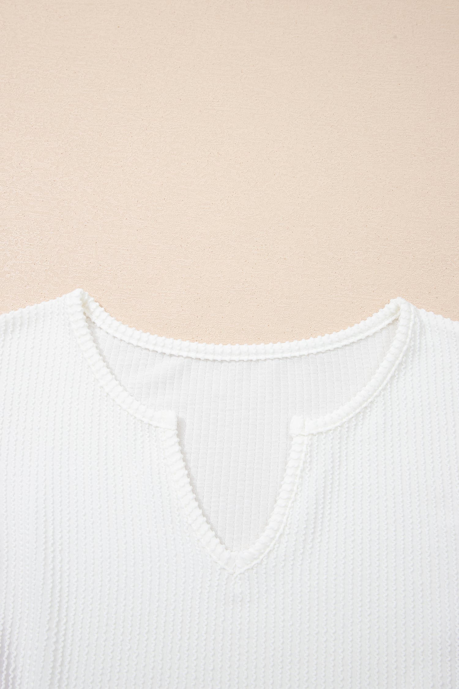 White Spiral Ribbed Raw Seam Color Block Patchwork Long Sleeve Top