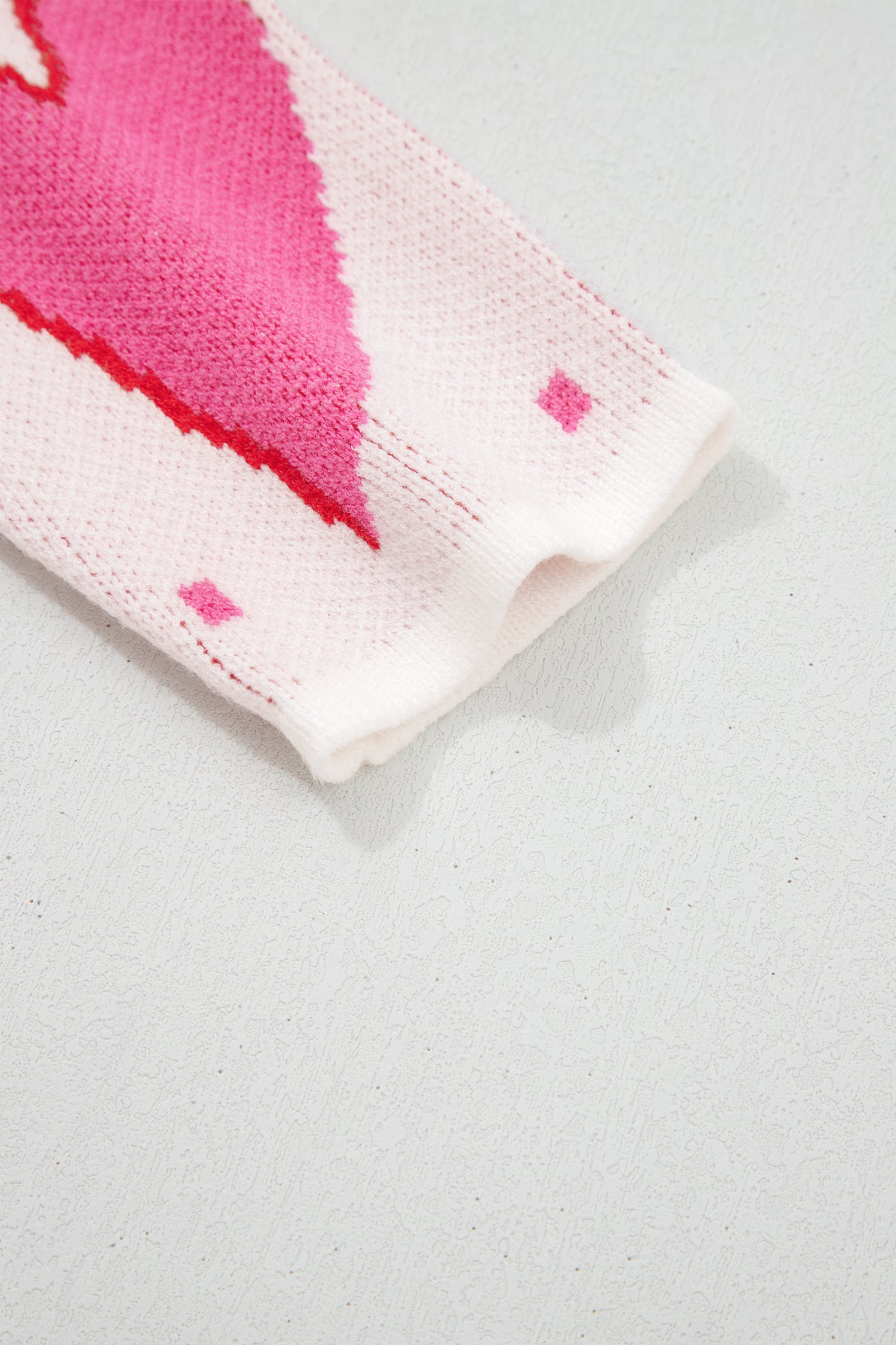 White Splendid Heart Print Valentines Day Sweater