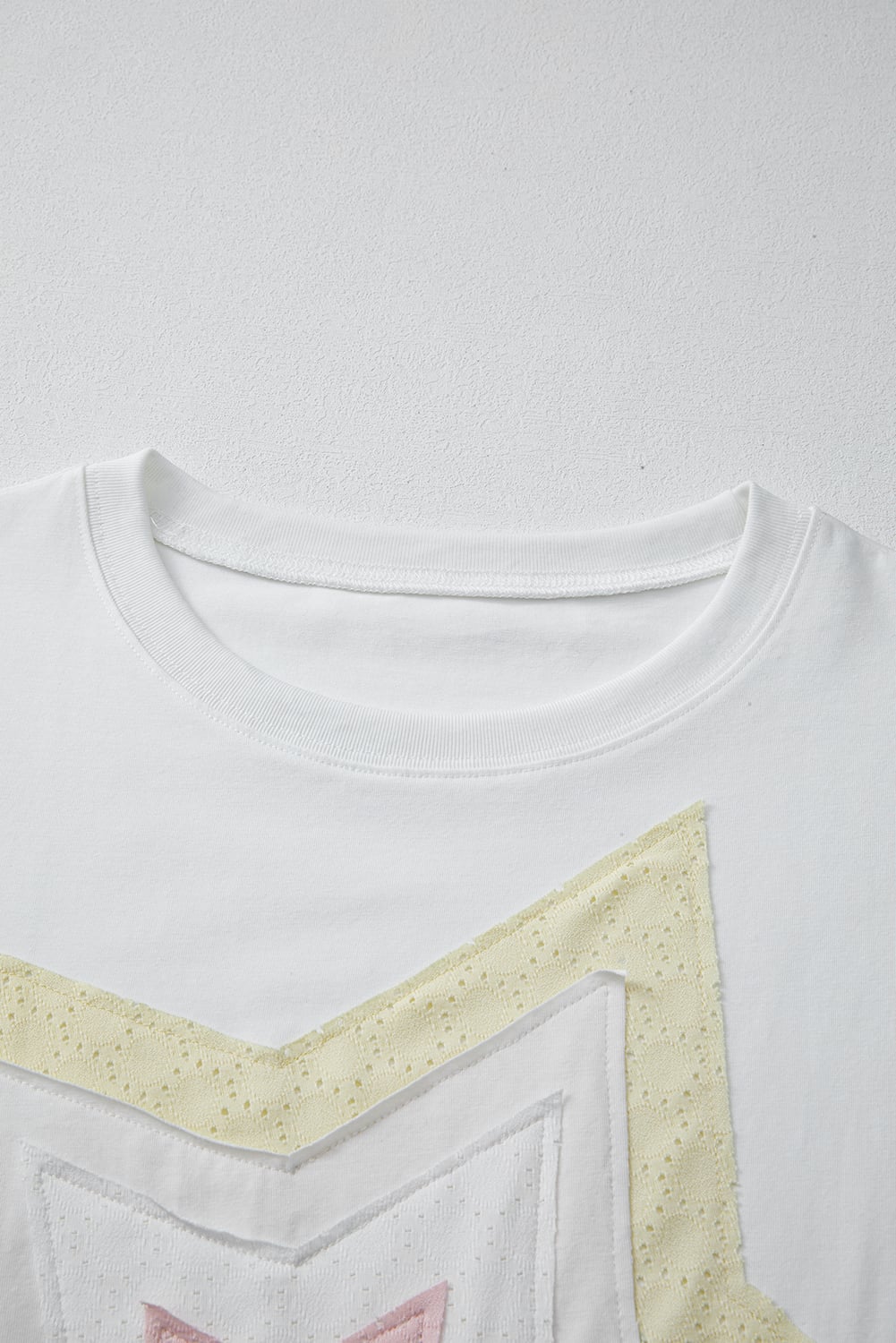 White Star Layered Patched Graphic Drop Shoulder Half Sleeve Loose Tee