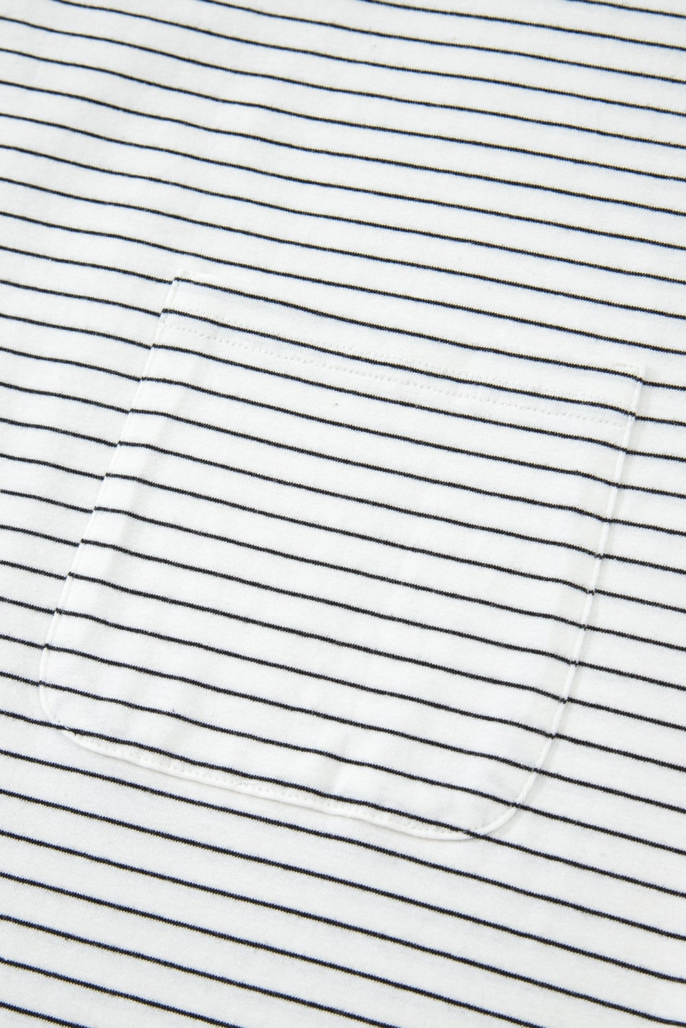 White Stripe Cap Sleeve Crew Neck Casual Tee with Chest Pocket