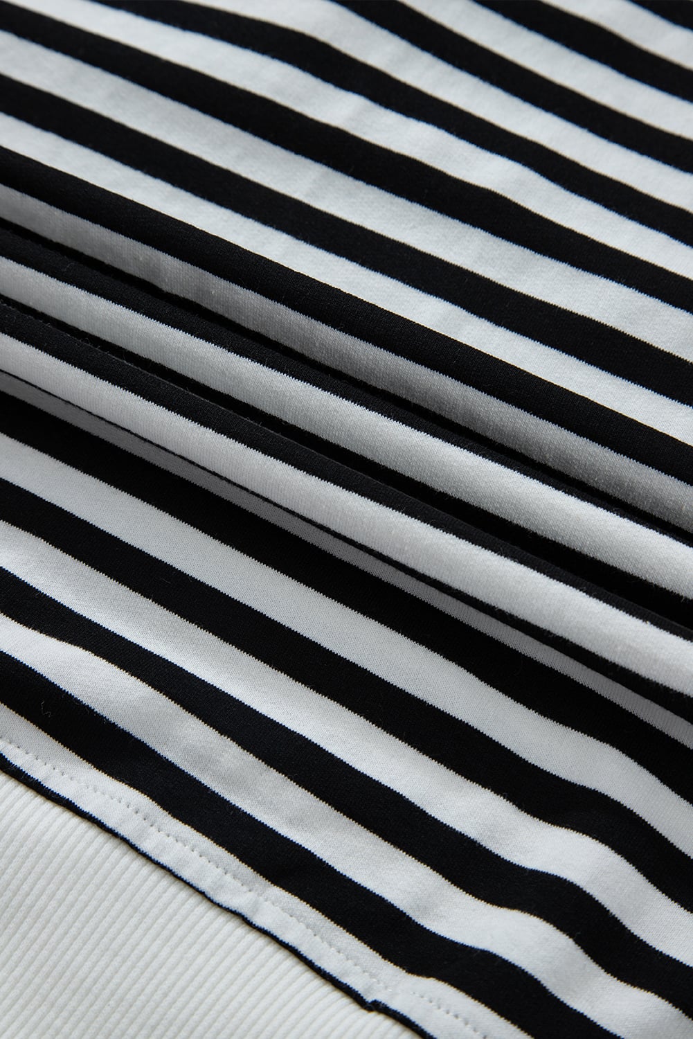 White Stripe Color Block Buttoned Crew Neck Oversized Sweatshirt