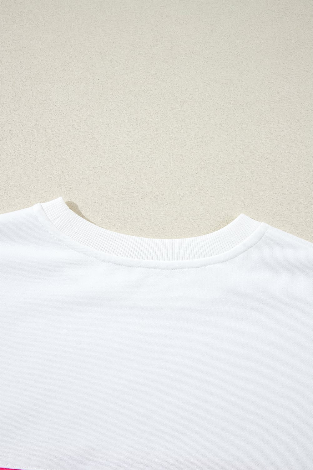 White Colorful Striped Accent Long Sleeve T Shirt