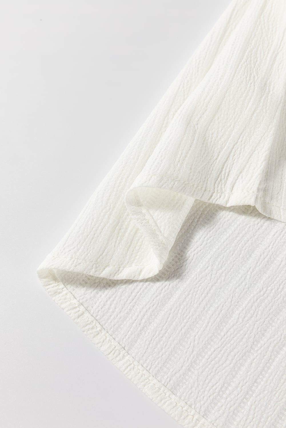 White Textured Colorblock V Neck Elegant Blouse