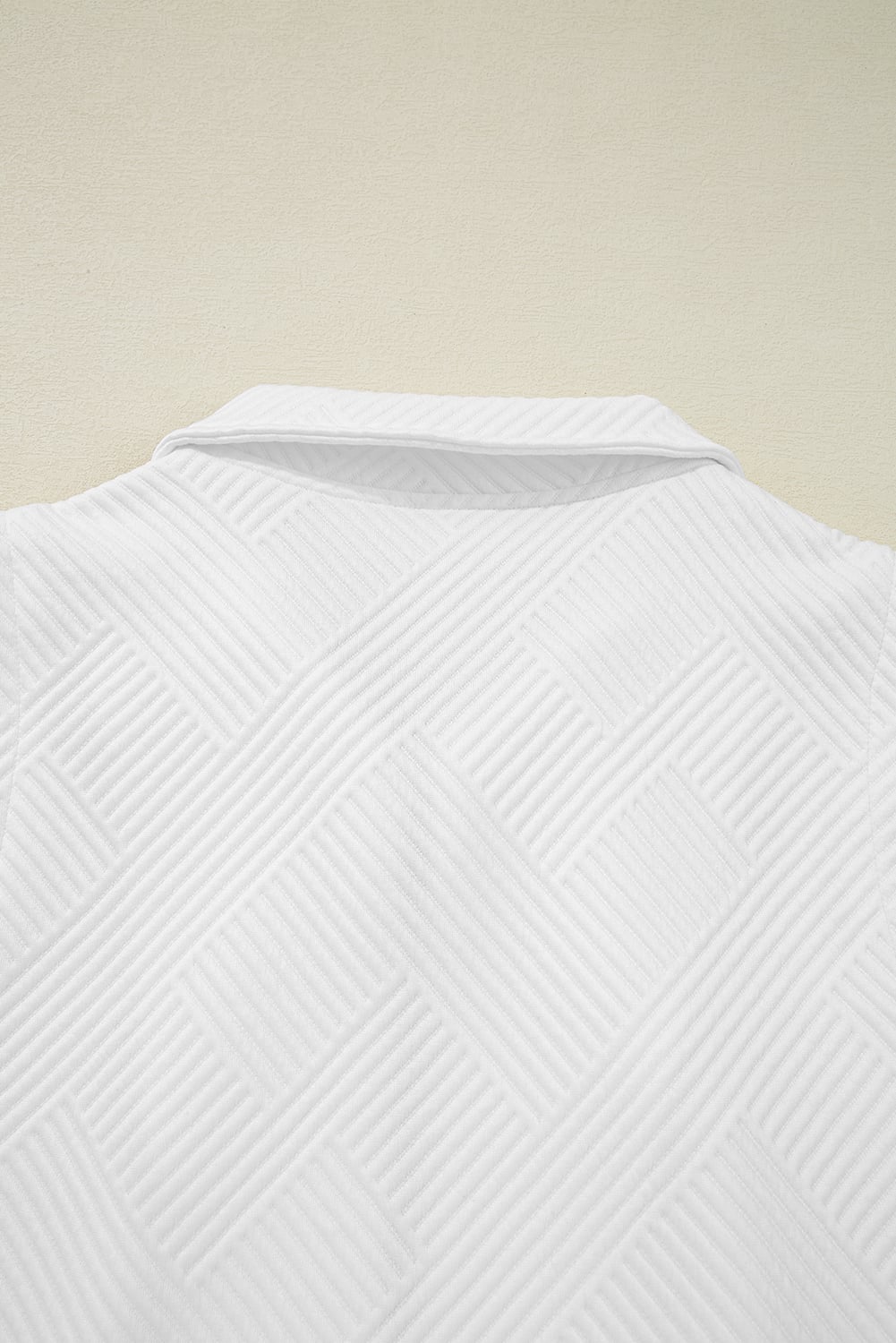 White Textured Half Zip Tank Top Drawstring Shorts Set