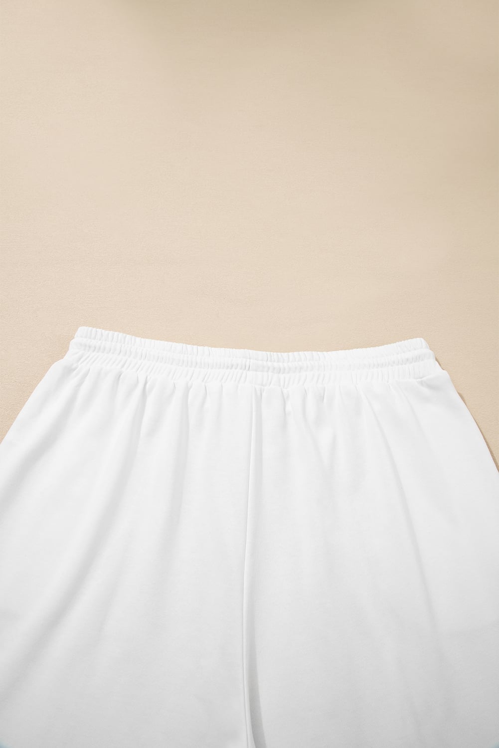 White Textured Raw Seam Plus Size Pullover Top and Drawstring Pants Set