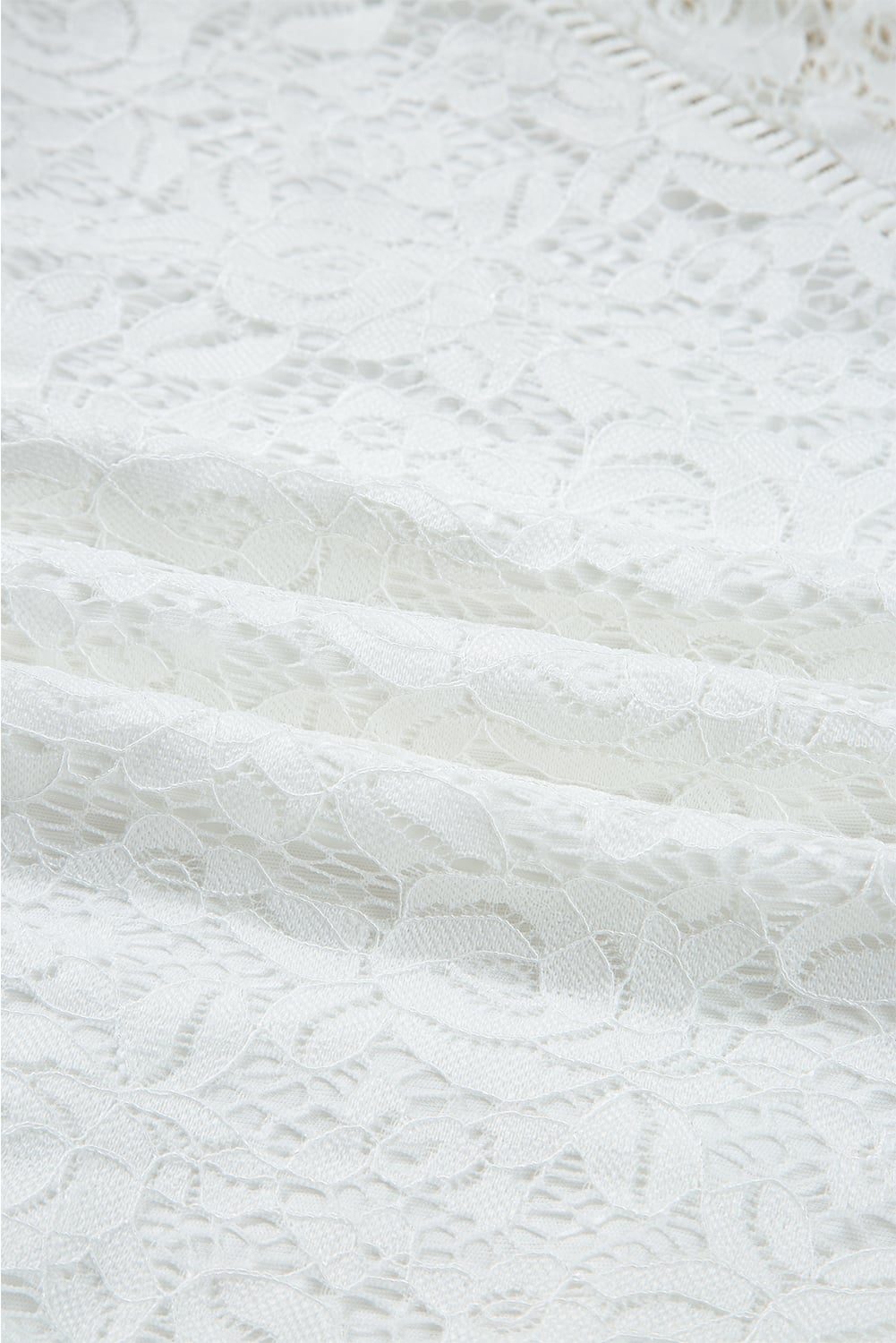 White Tie V Neck Lace Ruffle Detail Long Sleeve Blouse