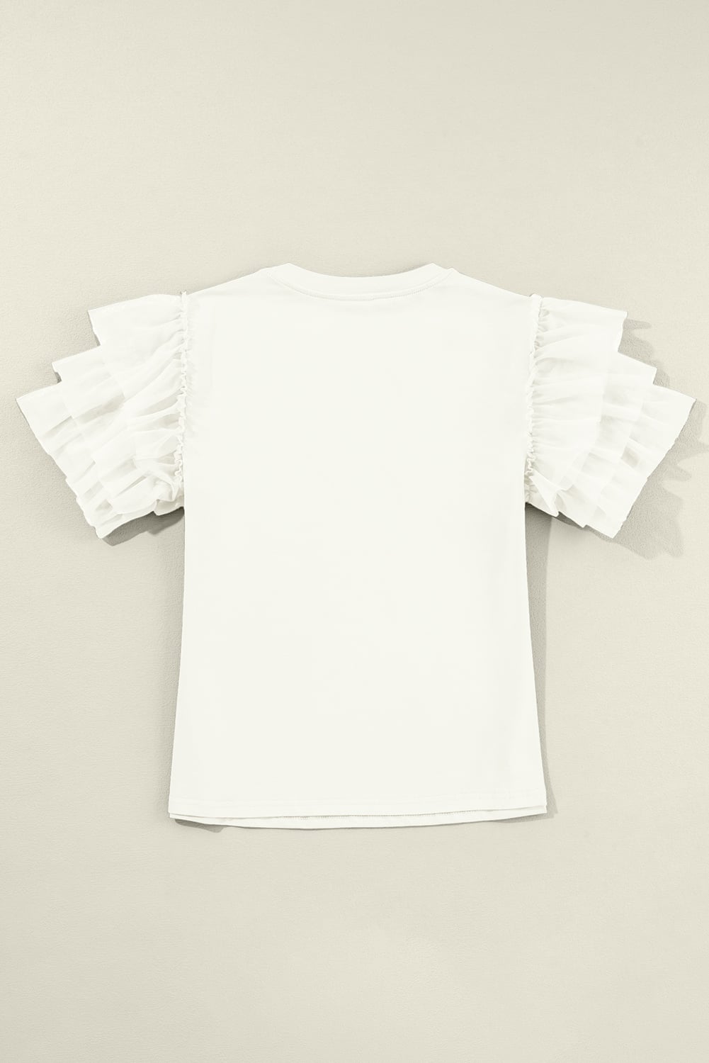 White Tulle Ruffle Sleeve Blouse