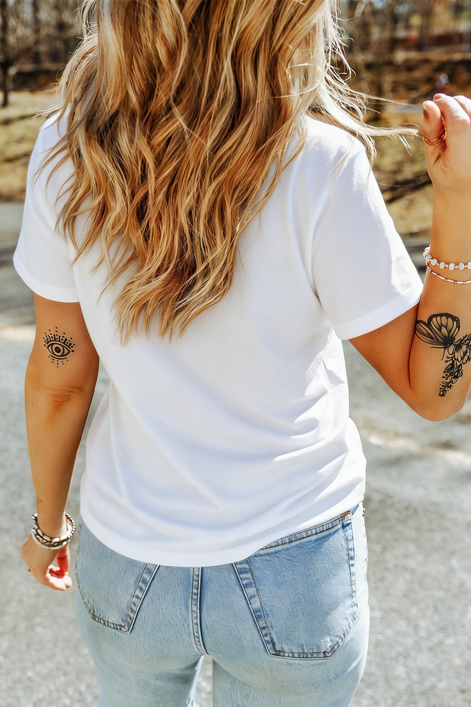 White USA Floral Print EST 1776 Patriotic Graphic Tee