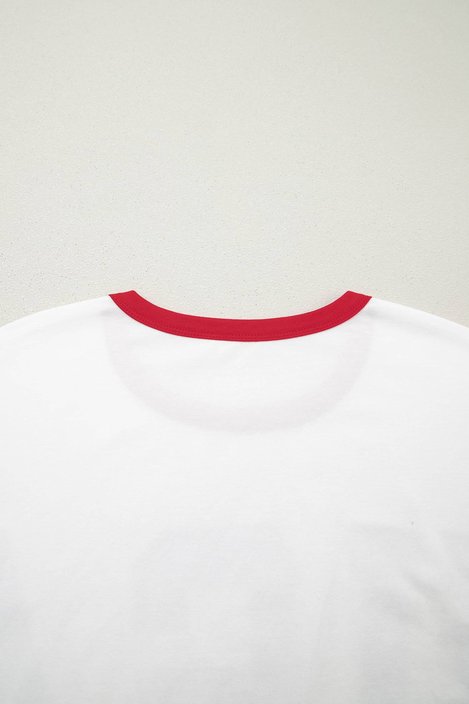 White USA Letter Printed Varsity Striped Sleeve Round Neck Tee
