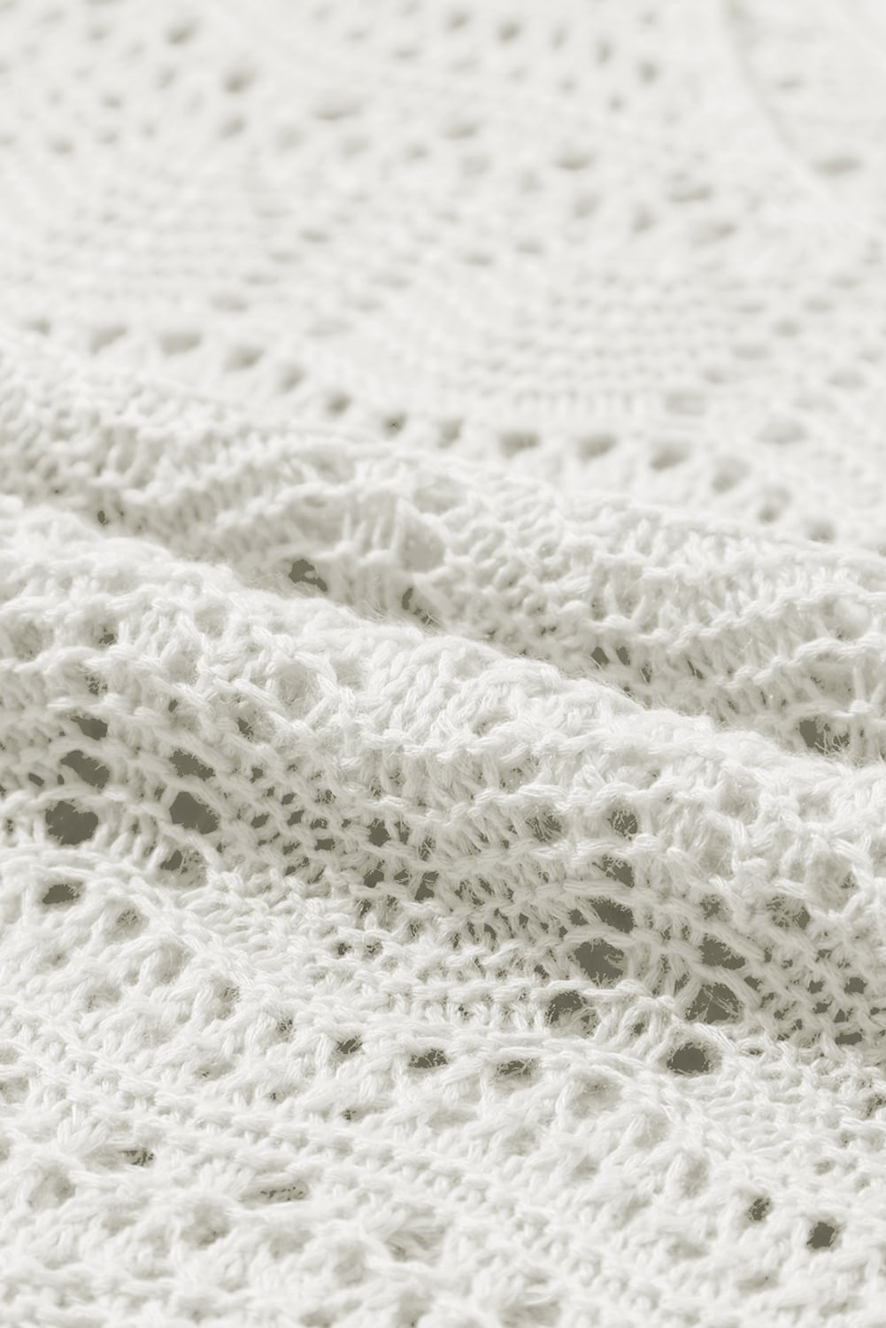 White V Neck Textured Hollow-out Sweater Vest