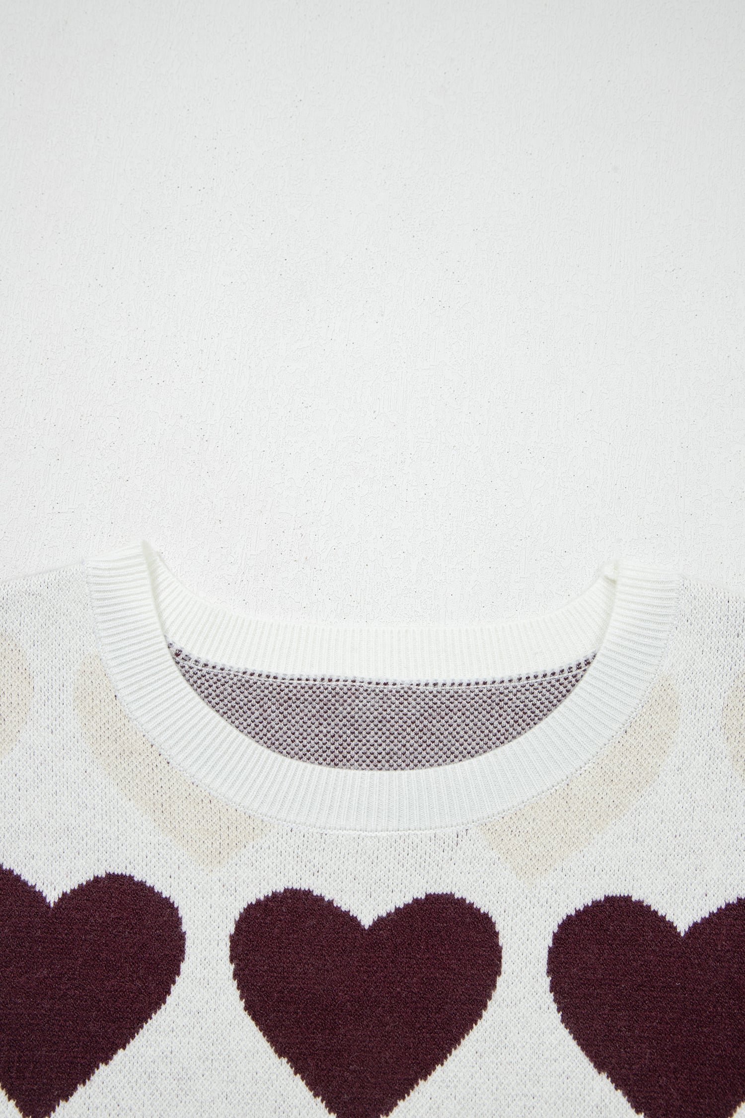 White Valentine Heart Short Sleeve Sweater