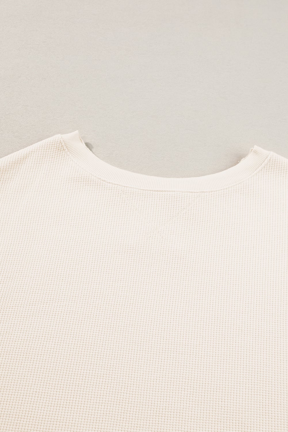 White Waffle knit Bishop Sleeve Split Oversized Top