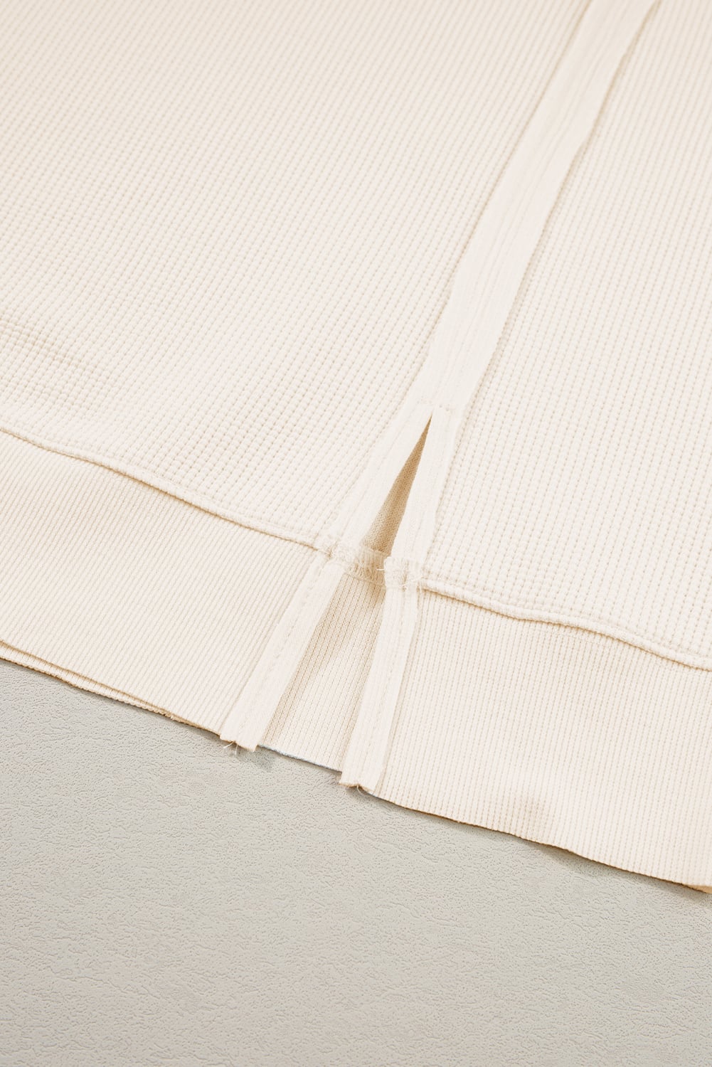 White Waffle knit Bishop Sleeve Split Oversized Top