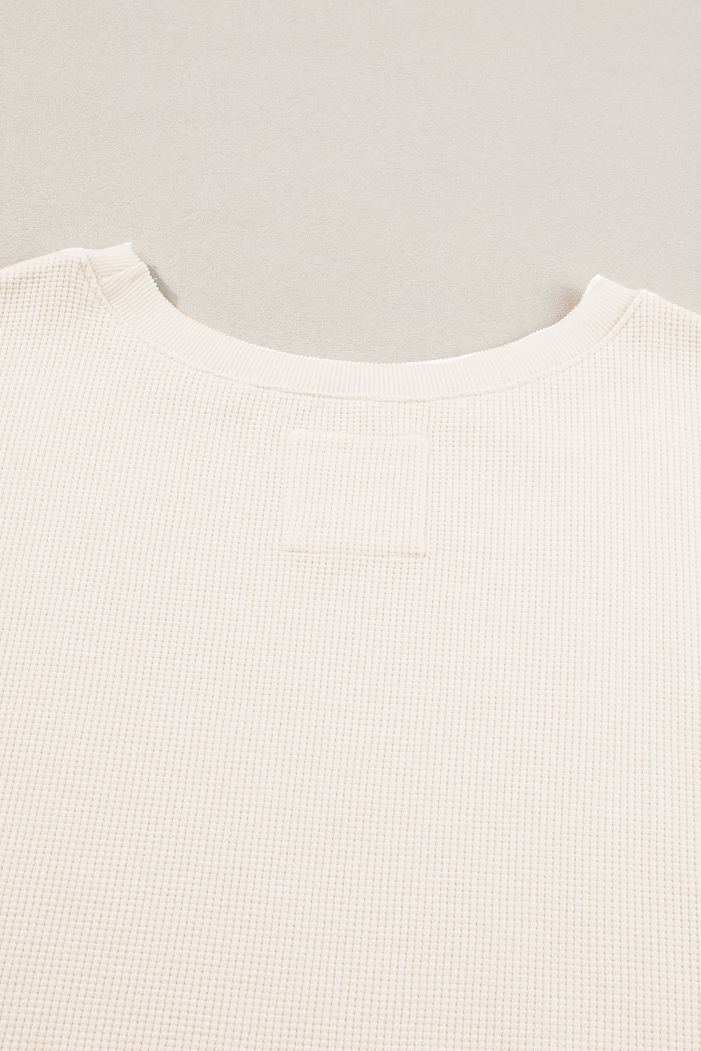 White Waffle knit Bishop Sleeve Split Oversized Top