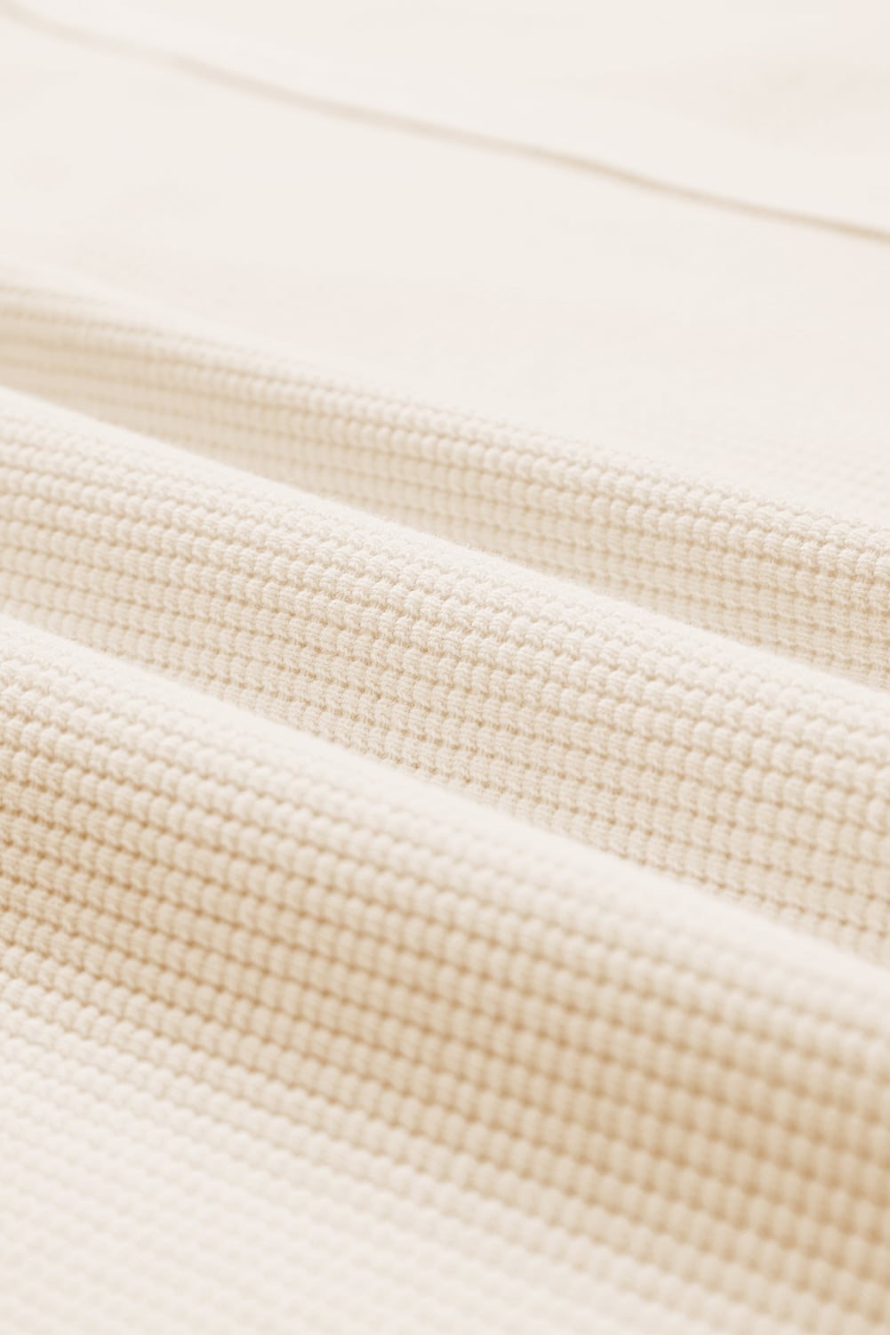 White Waffle knit Bishop Sleeve Split Oversized Top