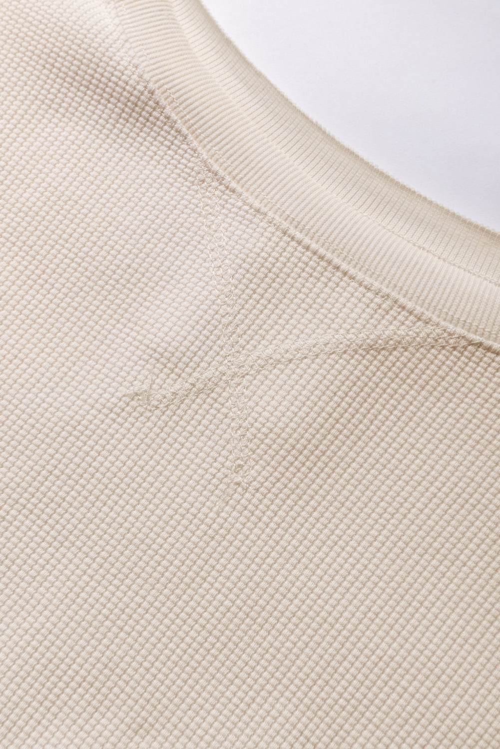 White Waffle knit Bishop Sleeve Split Oversized Top