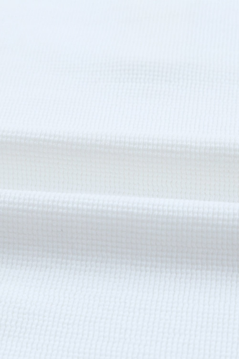 White Waffle Knit Henley Top