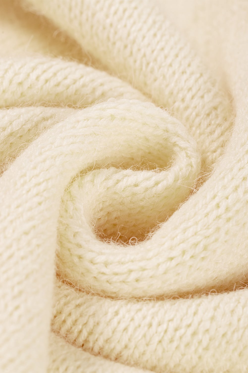 White Wavy Striped Pointelle Bishop Sleeve Sweater