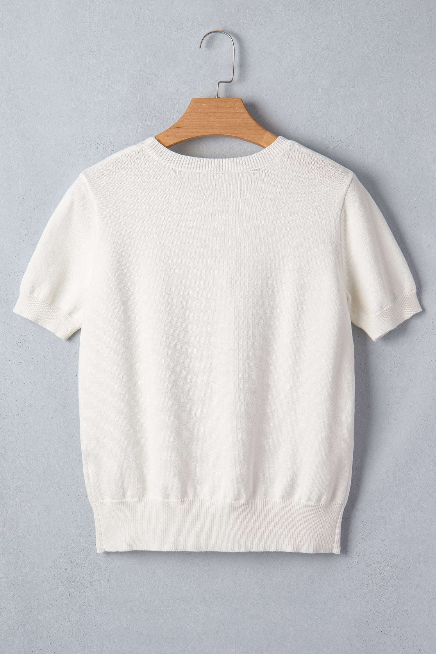 White Wild West Horse Head Printed Short Sleeve Sweater