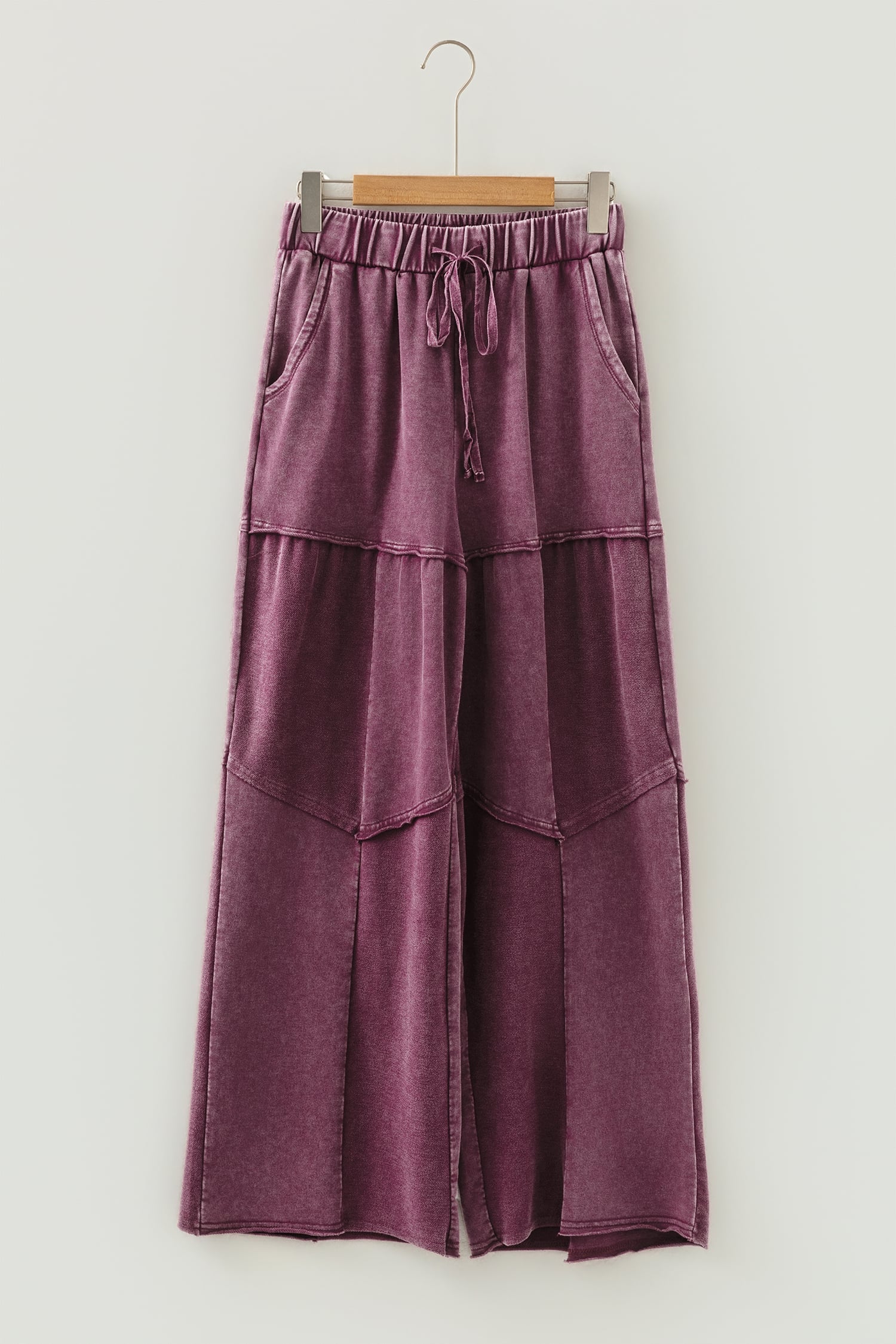 Wild Ginger  Careys Mineral Wash Tiered Wide Leg Patchwork Drawstring Pants