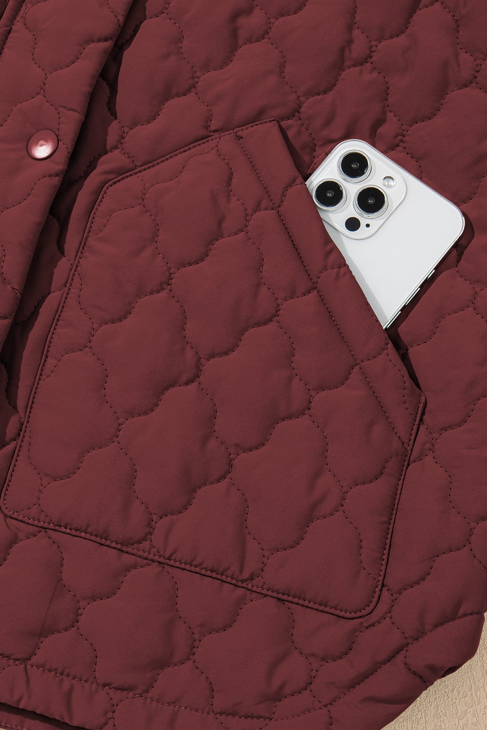 Wild Ginger Flower Shape Quilted Snap Button Zip Up Winter Vest