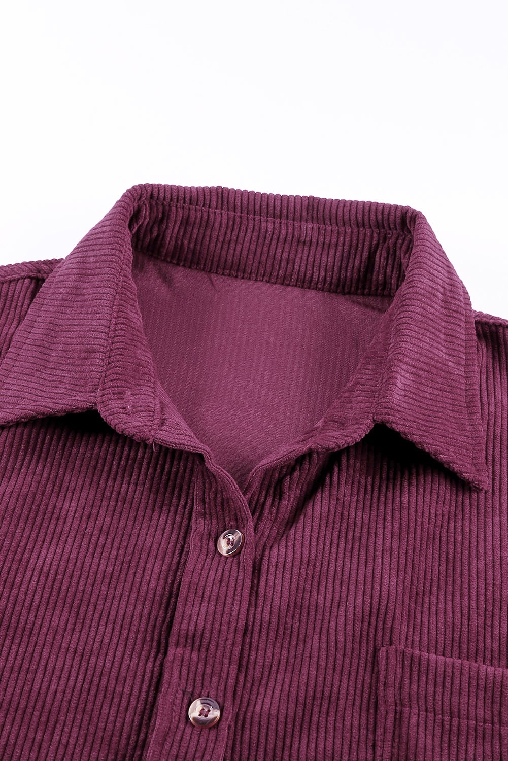 Wine Fiery Red Corduroy Button Pocket Shirt