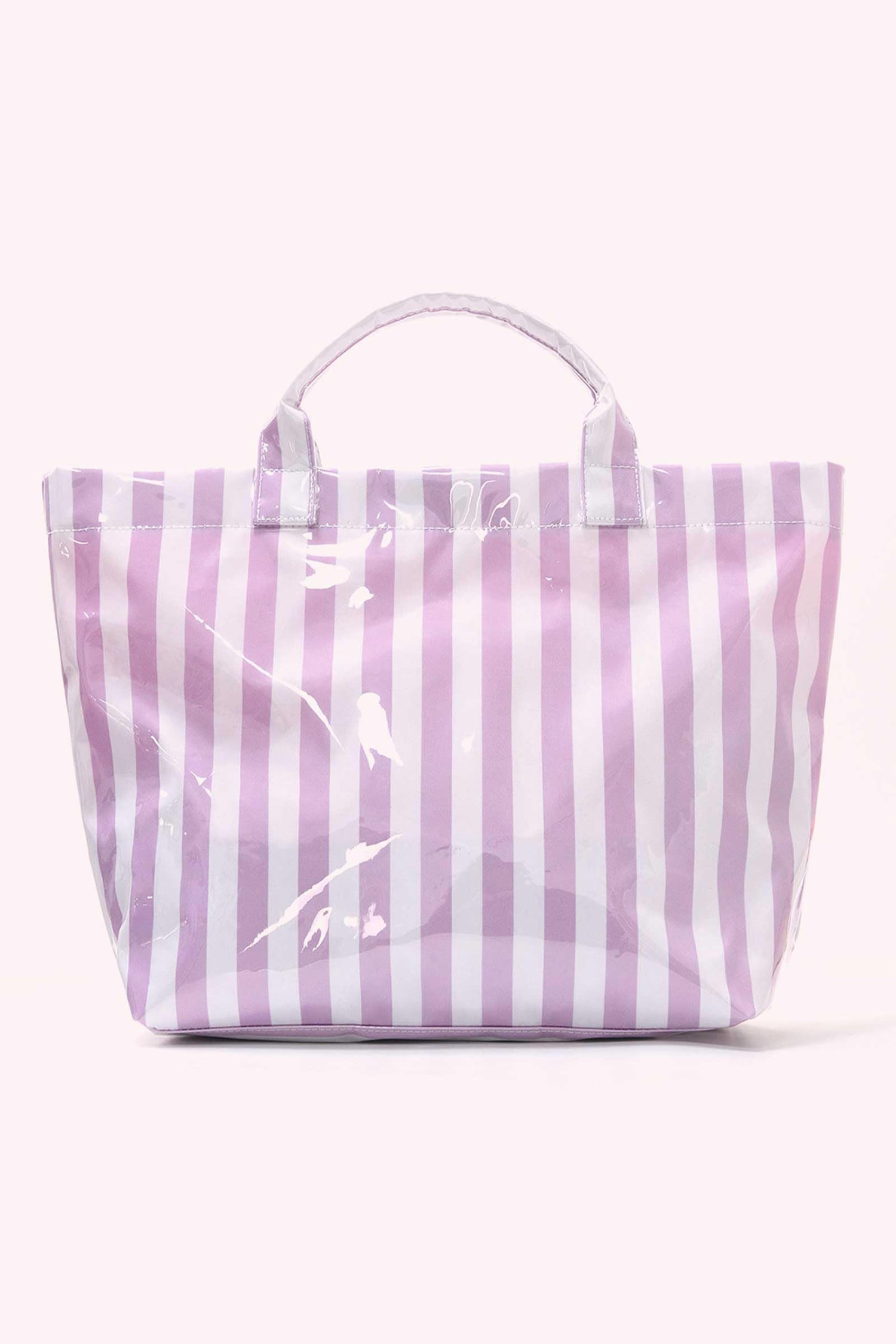 Wisteria Glossy Striped Vinyl Large Tote Bag (Color Varied)