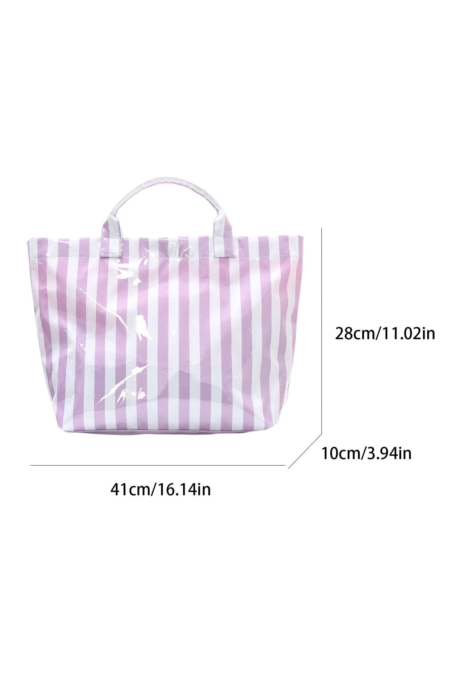 Wisteria Glossy Striped Vinyl Large Tote Bag (Color Varied)