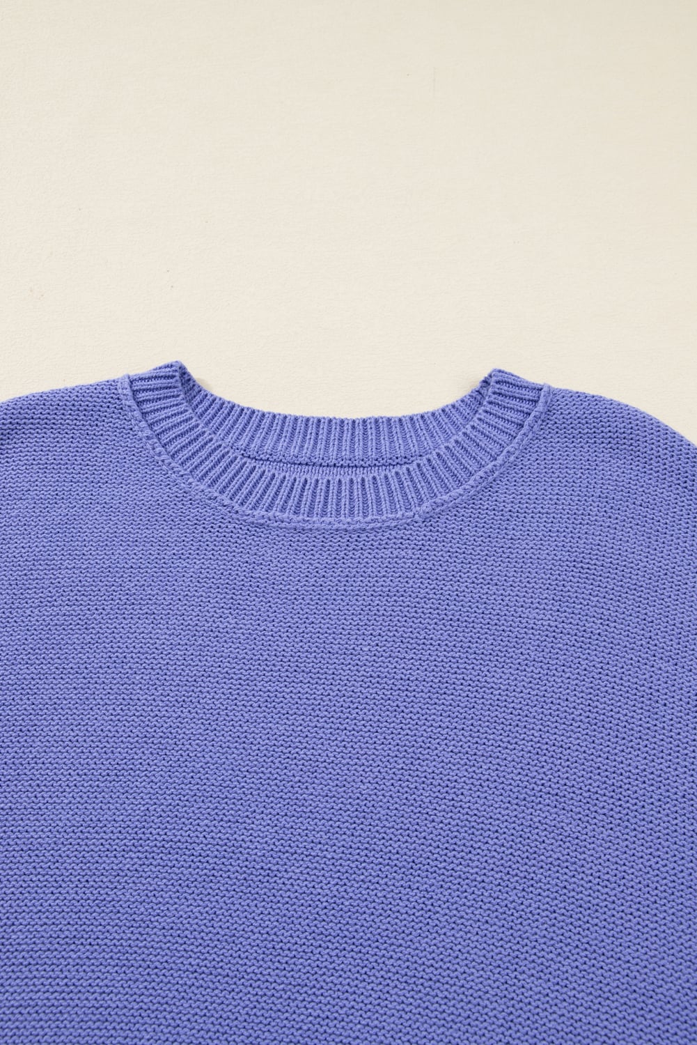 Wisteria Plus Size Striped Trim Drop Shoulder Knit Loose Sweater