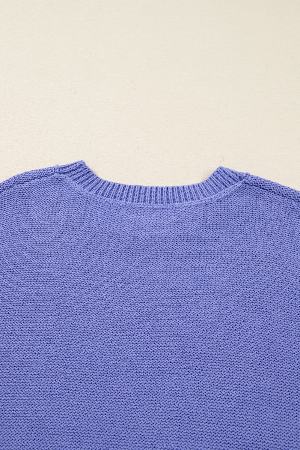 Wisteria Plus Size Striped Trim Drop Shoulder Knit Loose Sweater