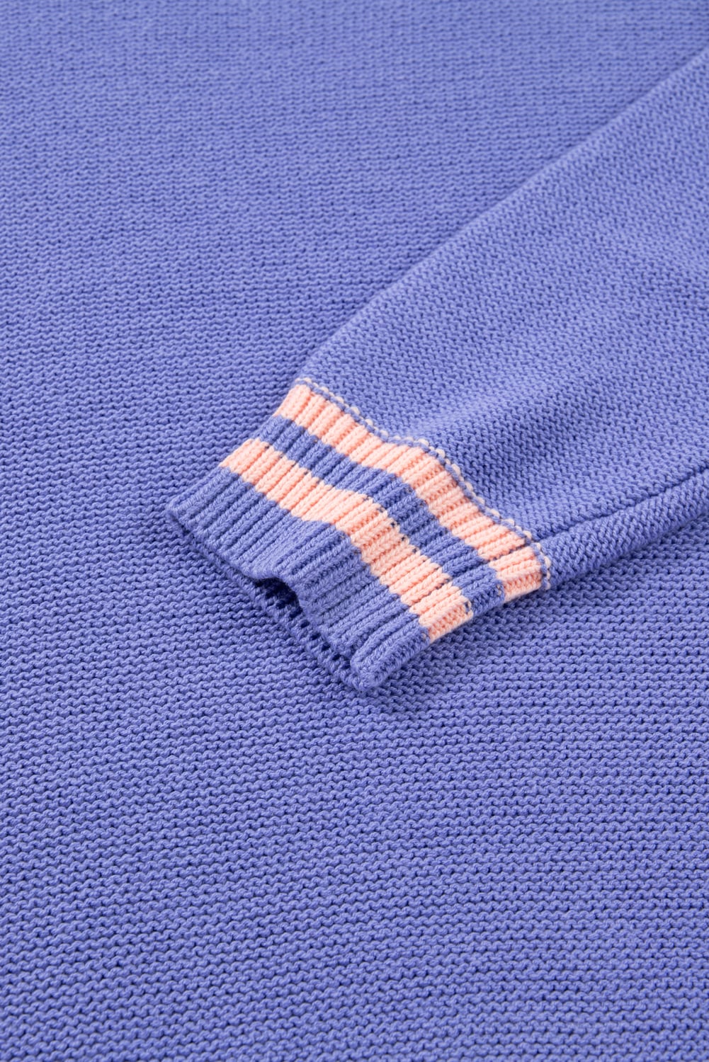 Wisteria Plus Size Striped Trim Drop Shoulder Knit Loose Sweater