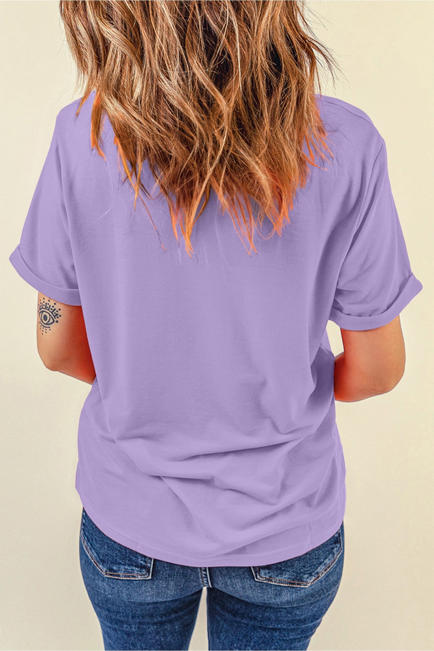 Wisteria Sequined Mardi Gras Symbolic Pattern Casual Tee