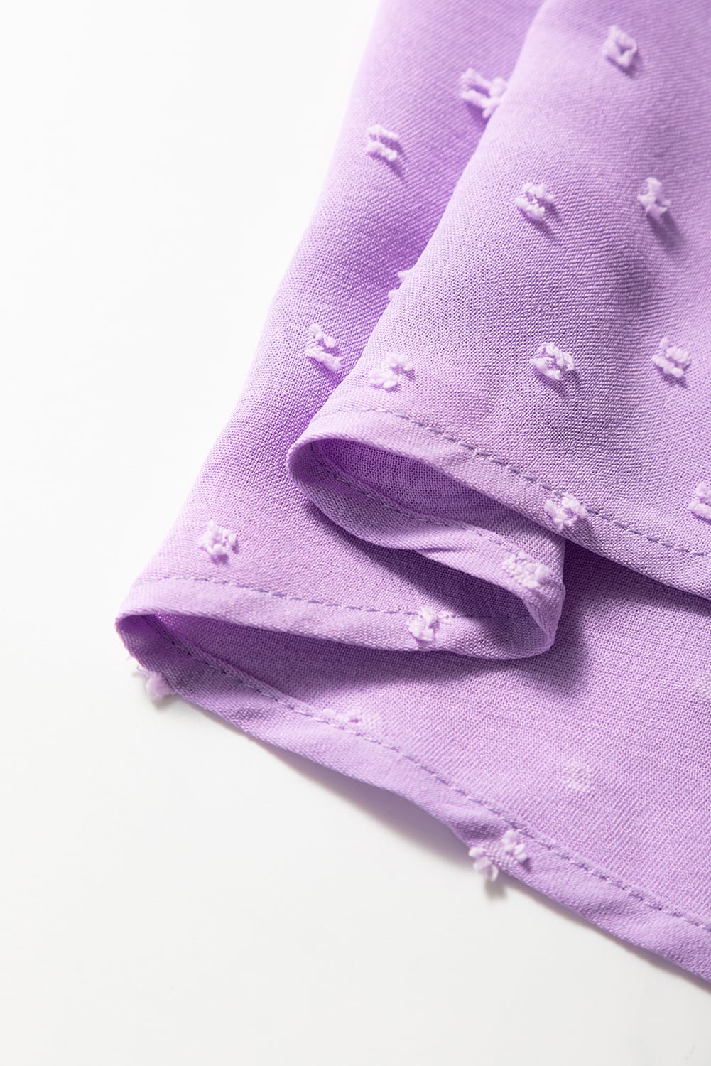 Wisteria Swiss Dot Smocked Frilled Neckline Short Sleeve Plus Size Dress