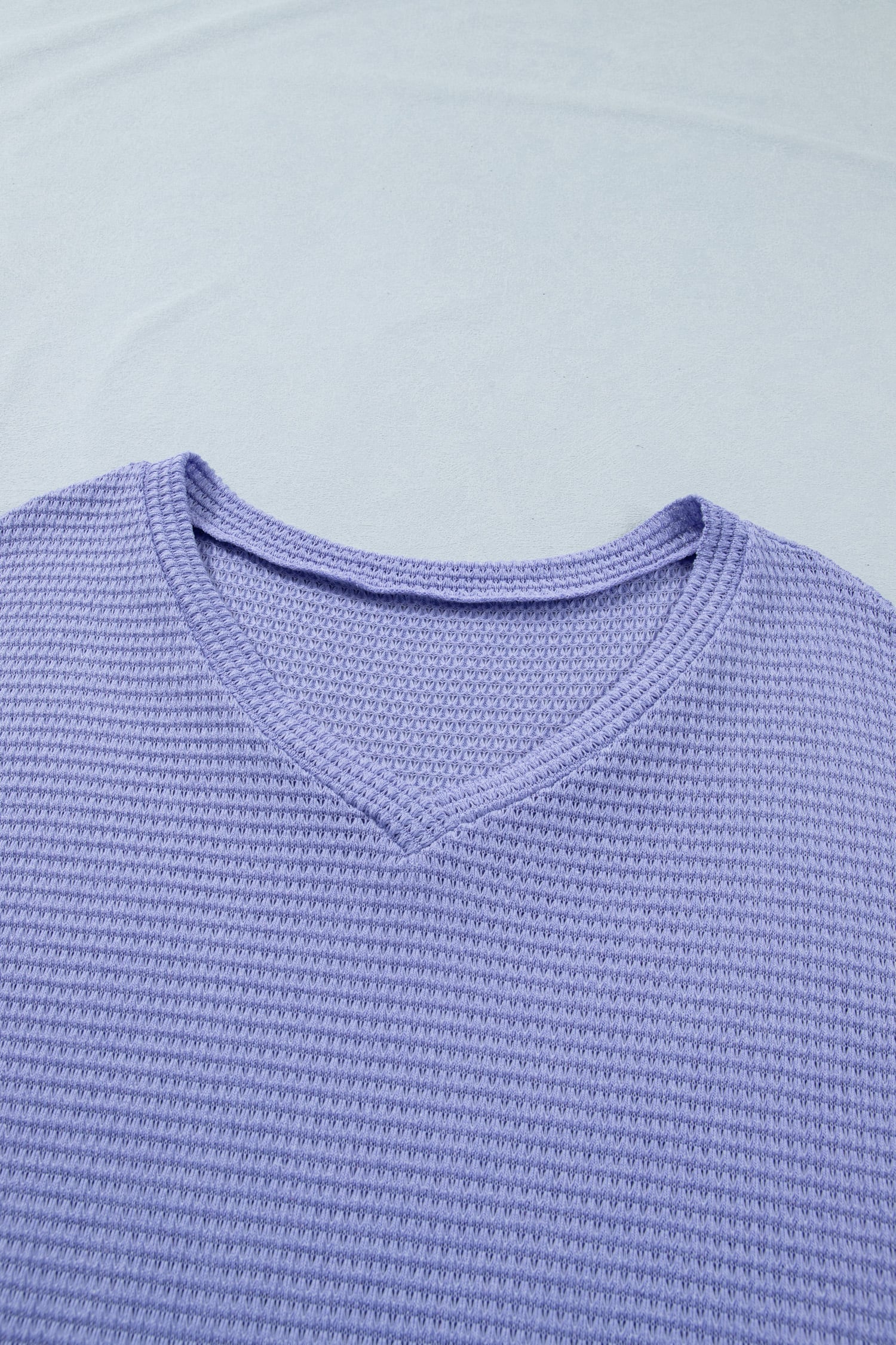 Wisteria V Neck Short Sleeve Plus Size Waffle Knit Top