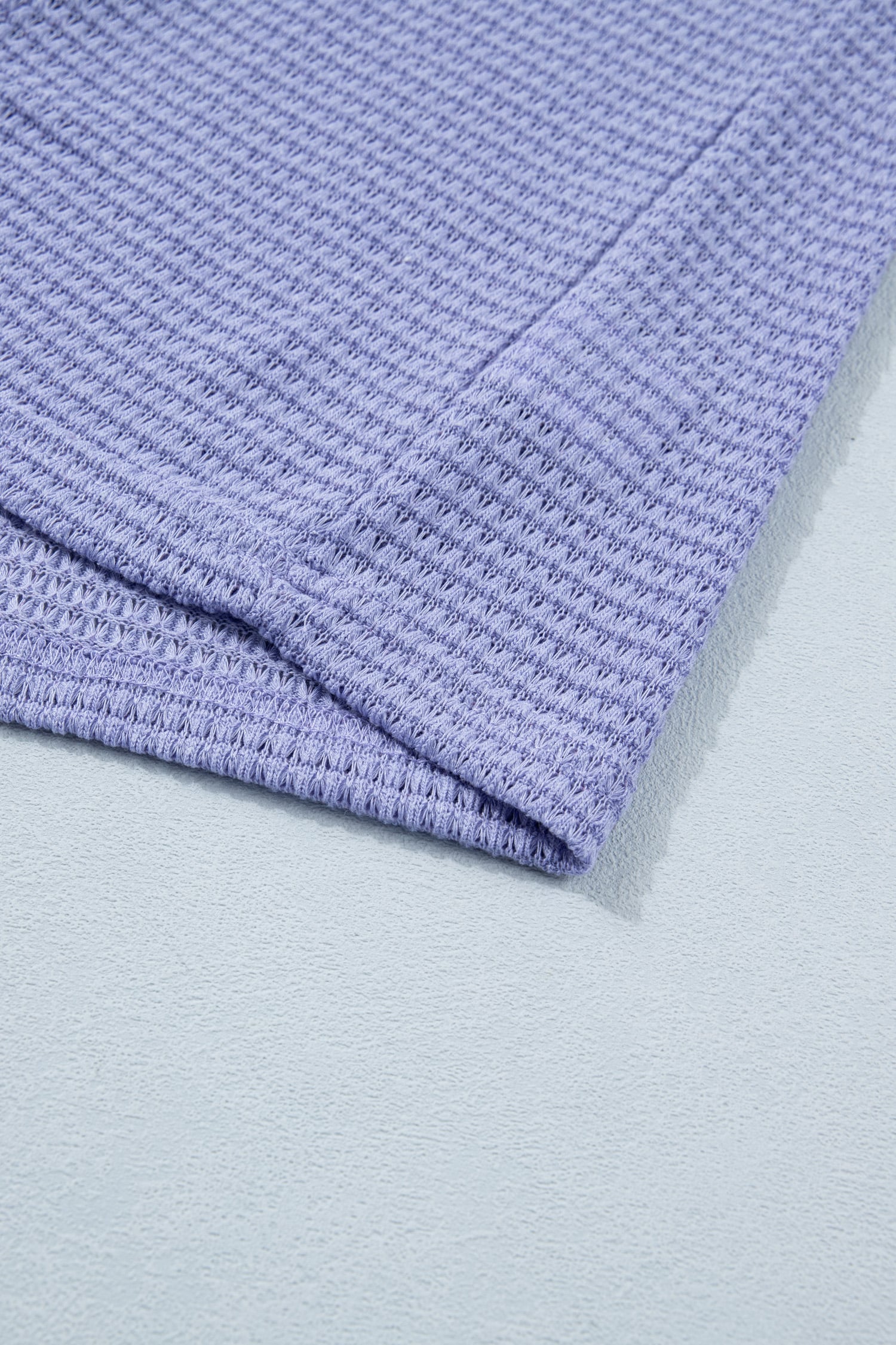 Wisteria V Neck Short Sleeve Plus Size Waffle Knit Top