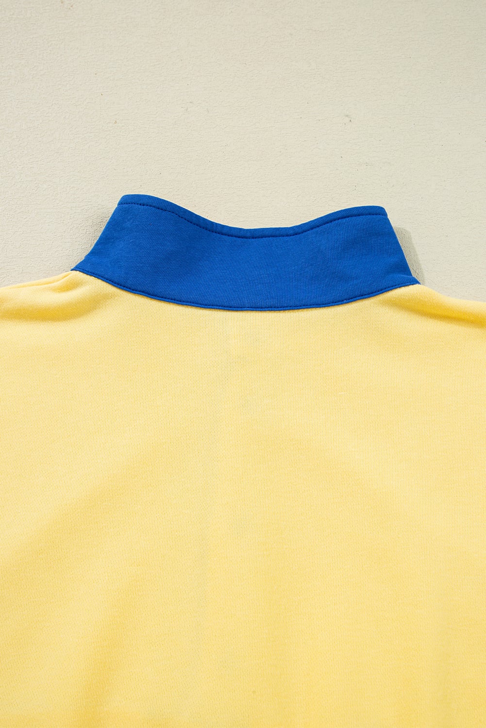 Yellow Color Block Patchwork Half Button Pullover and Shorts 2pcs Outfit
