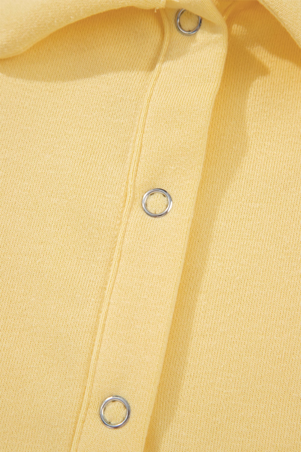 Yellow Cream Button Collar Drop Shoulder Pullover and Shorts 2pcs Outfit