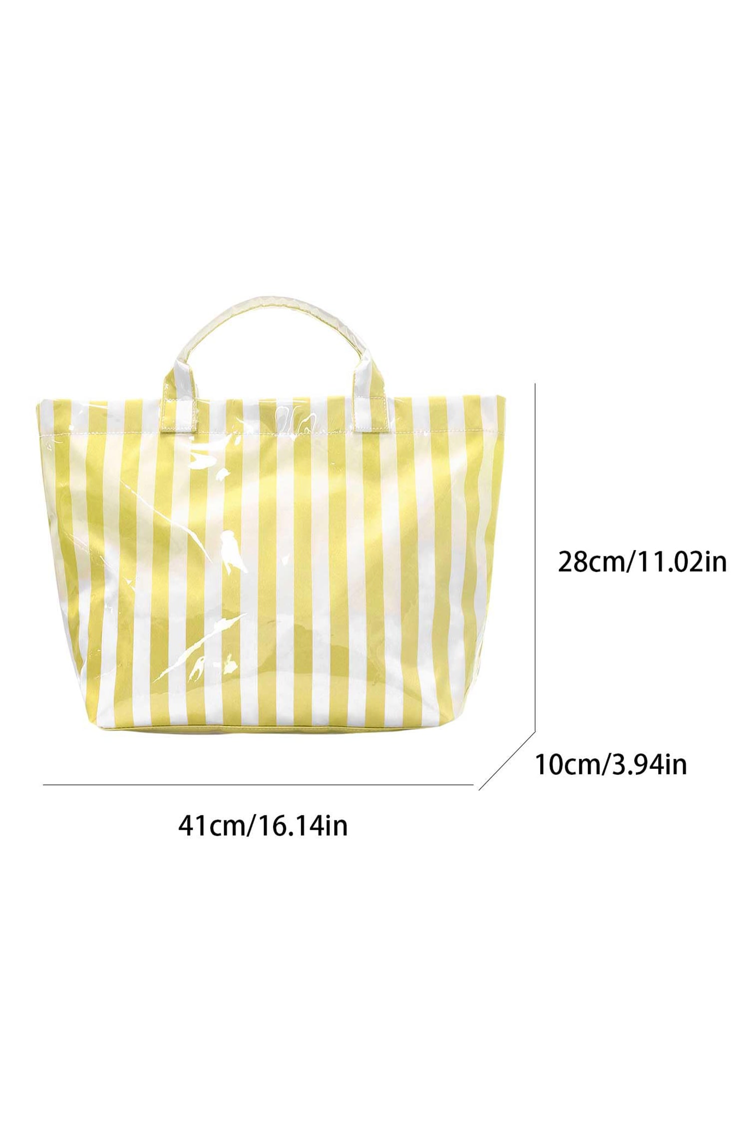 Yellow Cream Glossy Striped Vinyl Large Tote Bag (Color Varied)