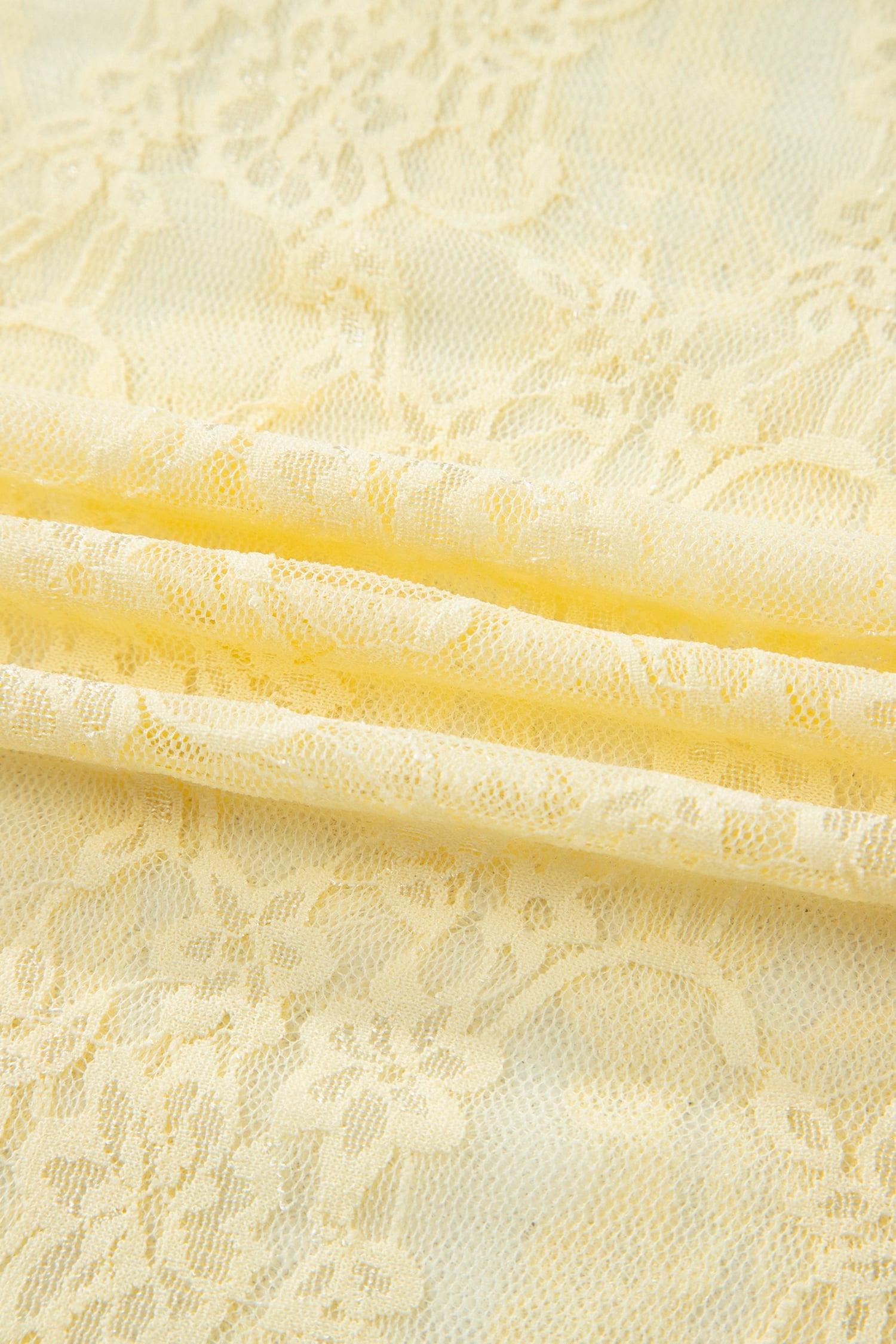 Yellow Cream Sheer Floral Lace Boxy Tee